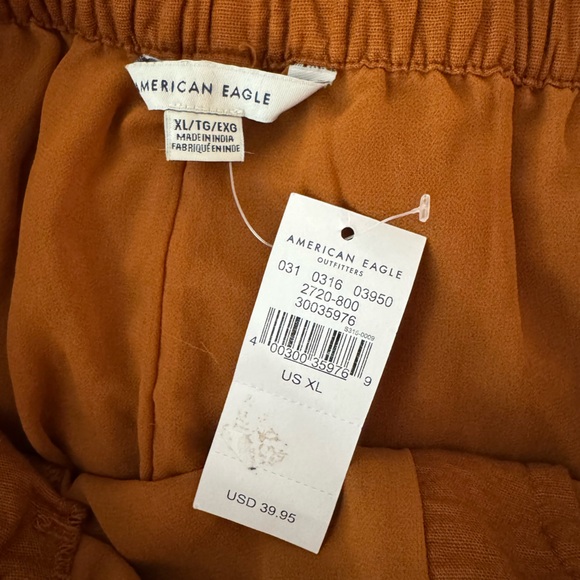 American Eagle AE Women’s Brown/Burnt Orange Tie Waist Straight Leg Pants NWT - Picture 2 of 3